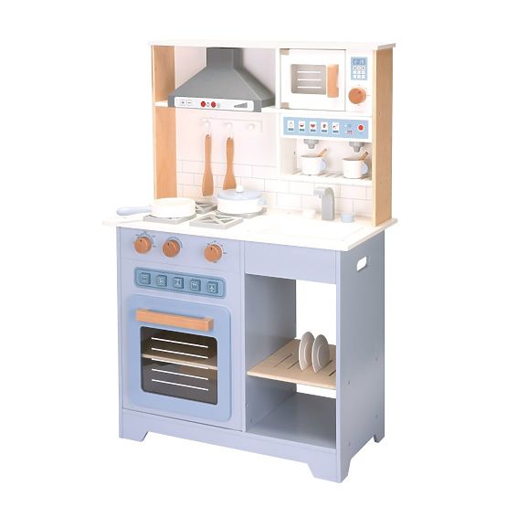 Cuisine interactive en bois avec hotte