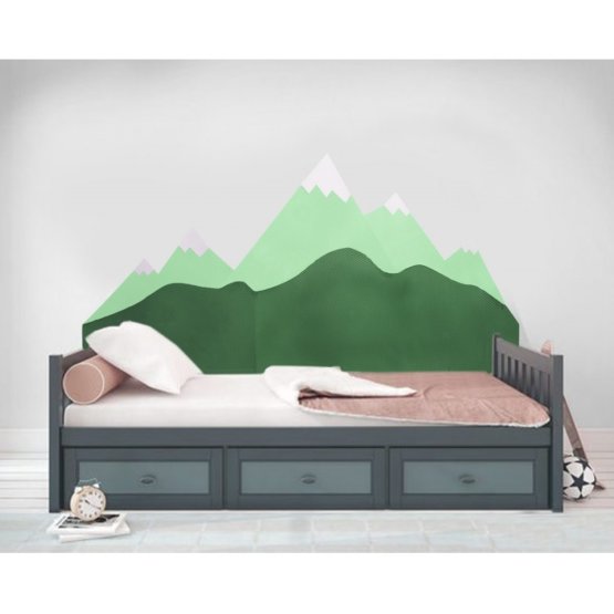Protection en mousse pour le mur derrière le lit Montagnes - vert