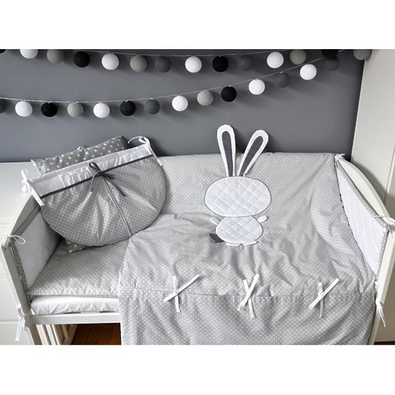 d`enfants 3-dílné literie lapin - gris