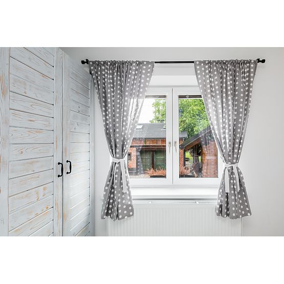 d`enfants rideaux Gris avec blancs polka dots 3