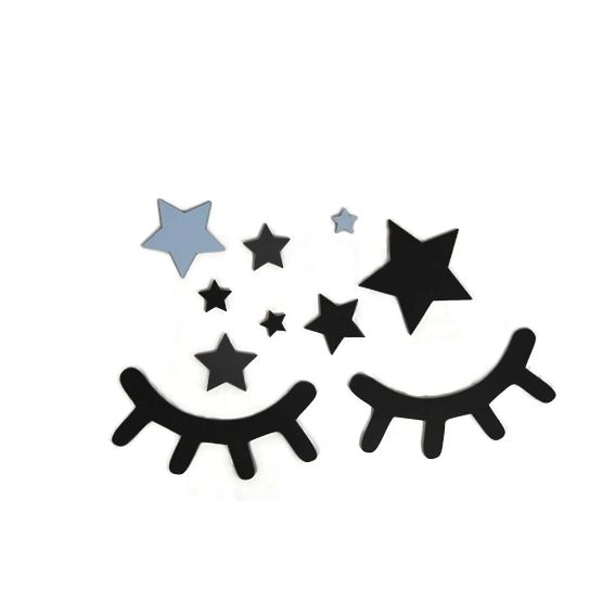 Déco murale : Yeux endormis avec étoiles - bleu