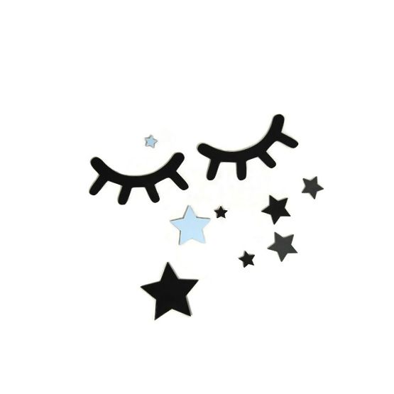 Déco murale : Yeux endormis avec étoiles - bleu