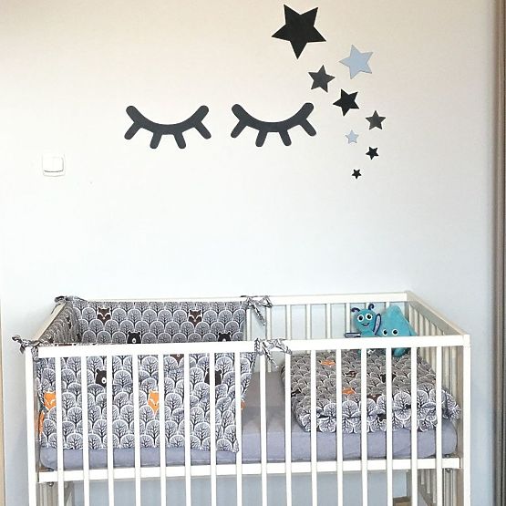 Déco murale : Yeux endormis avec étoiles - bleu