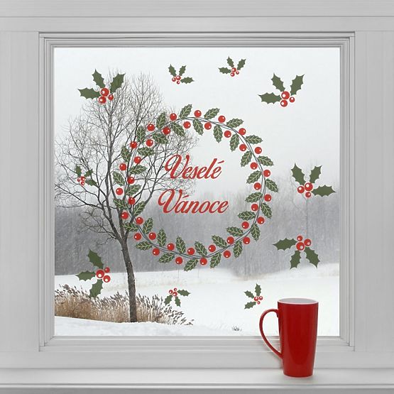 Décoration Noël pour fenêtres - Couronne de Noël 