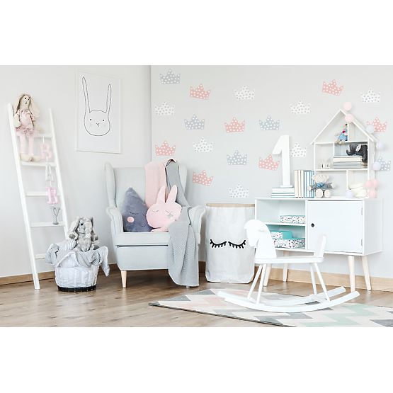 Décorations pour mur de la Couronne gris-blanc-rose