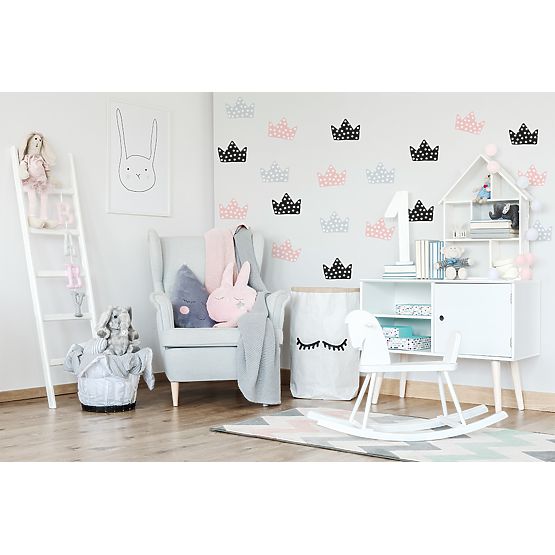 Décorations pour mur de la Couronne gris-noir-rose