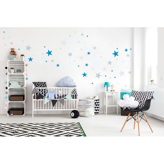 Décorations pour mur - étoiles gris / bleu