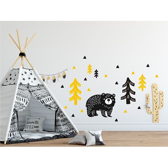 Décorations pour mur porter en bois jaune et noir