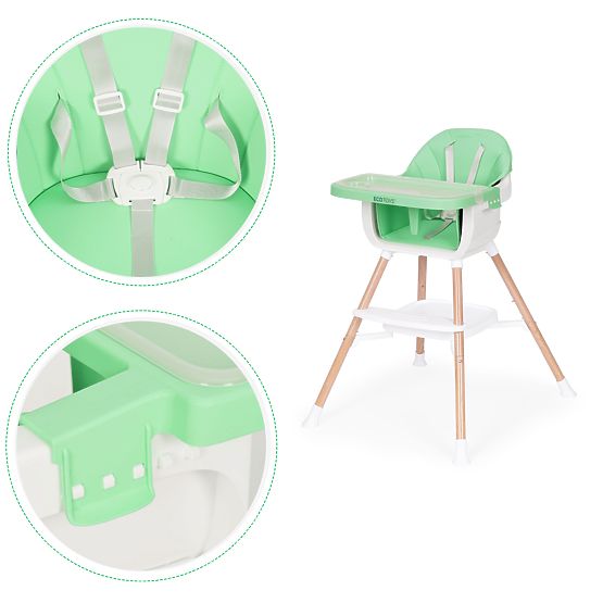 Chaise haute pour enfants 2 en 1 verte ECOTOYS