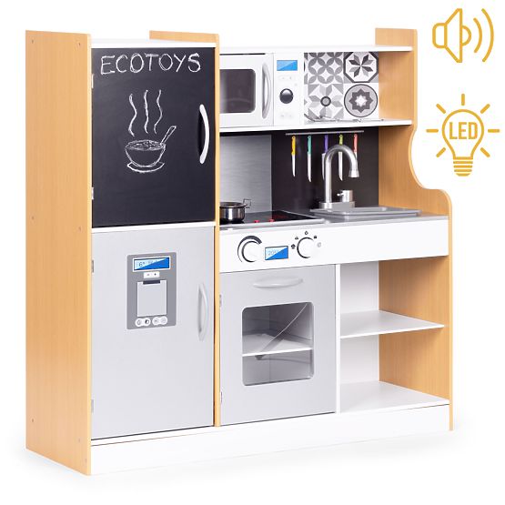 Cuisine pour enfants avec son et tableau LED, accessoires métalliques MDF +3 ans ECOTOYS
