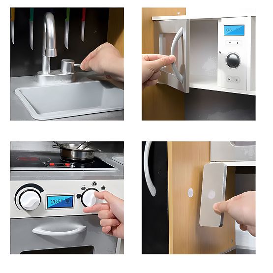 Cuisine pour enfants avec son et tableau LED, accessoires métalliques MDF +3 ans ECOTOYS