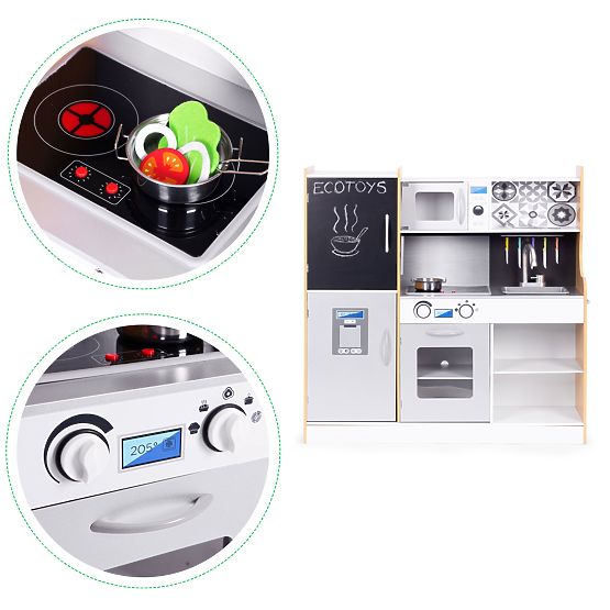 Cuisine pour enfants avec son et tableau LED, accessoires métalliques MDF +3 ans ECOTOYS
