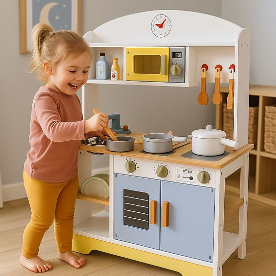 Cuisine pour enfants avec four, lave-linge, micro-ondes et 12 accessoires ECOTOYS