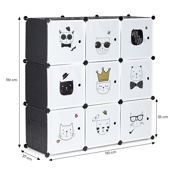 Armoire modulaire pour enfants avec étagères 9 compartiments enfants