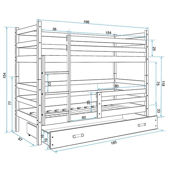 Dětská patrová postel Rocky - šedo-bílá