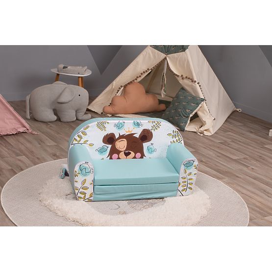 Canapé enfant Ours endormi - turquoise