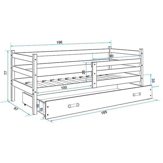 Dětská postel Erik - přírodní-bílá