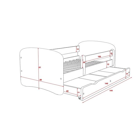 Dětská postel se zábranou - Ferrari
