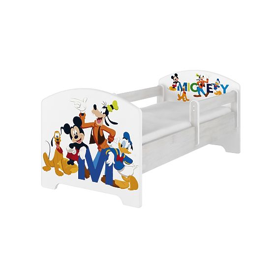 Lit enfant avec barrière - Les amis de Mickey Mouse - pin norvégien