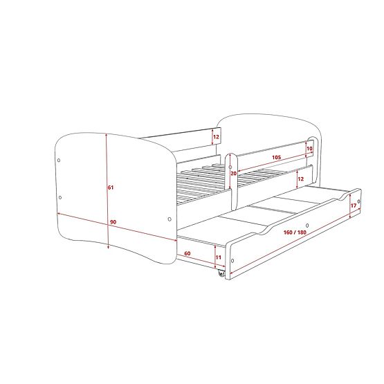  Dětská postel se zábranou - Superhrdinové - bílá