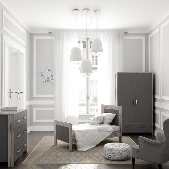 Dětská postýlka Manhattan - šedá