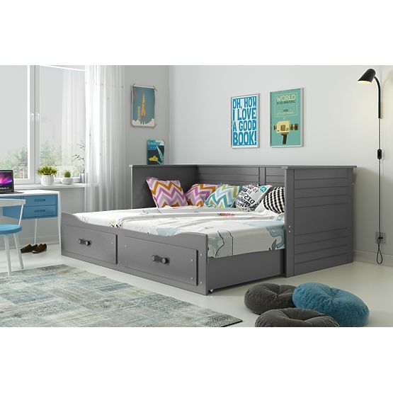 Dětská rozkládací postel HERMES se zády - šedá