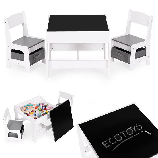 Ensemble de mobilier pour enfants table + 2 chaises avec tableau ECOTOYS