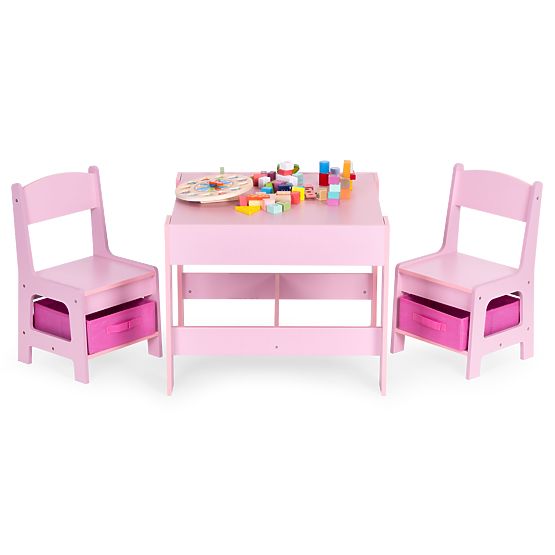 Ensemble de mobilier pour enfants table + 2 chaises tableau rose ECOTOYS