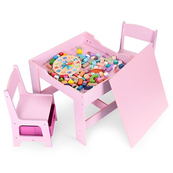 Ensemble de mobilier pour enfants table + 2 chaises tableau rose ECOTOYS