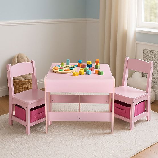 Ensemble de mobilier pour enfants table + 2 chaises tableau rose ECOTOYS