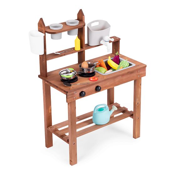 Cuisine boueuse d'extérieur pour enfants en bois de sapin ECOTOYS
