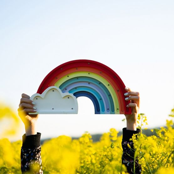 Dětské dřevěné svítidlo LED svítidlo Duha