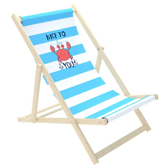 Chaise de plage enfant Krab - bleu-blanc