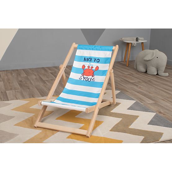 Chaise de plage enfant Krab - bleu-blanc