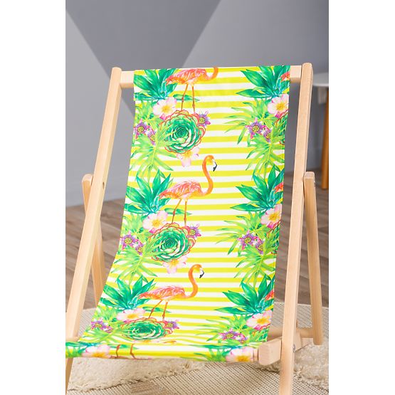 Chaise de plage pour enfants Flamants roses et fleurs tropicales