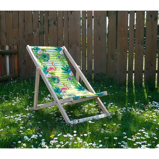 Chaise de plage pour enfants Flamants roses et fleurs tropicales