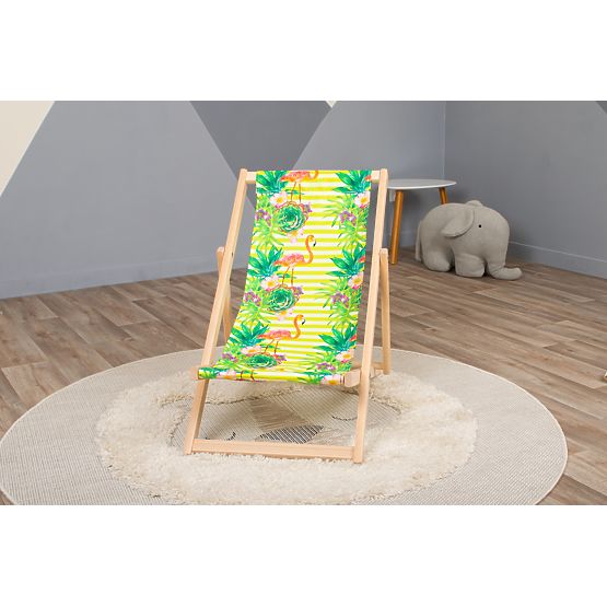 Chaise de plage pour enfants Flamants roses et fleurs tropicales