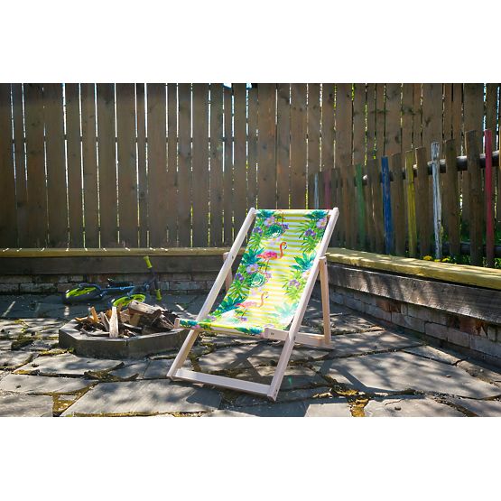 Chaise de plage pour enfants Flamants roses et fleurs tropicales