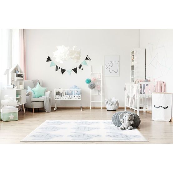 Dětský koberec Kaktus - krémovo-modrý