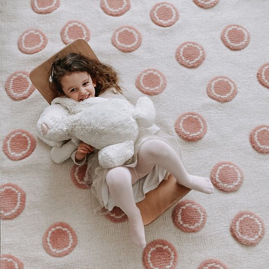 Dětský koberec Ring - krémovo-růžový