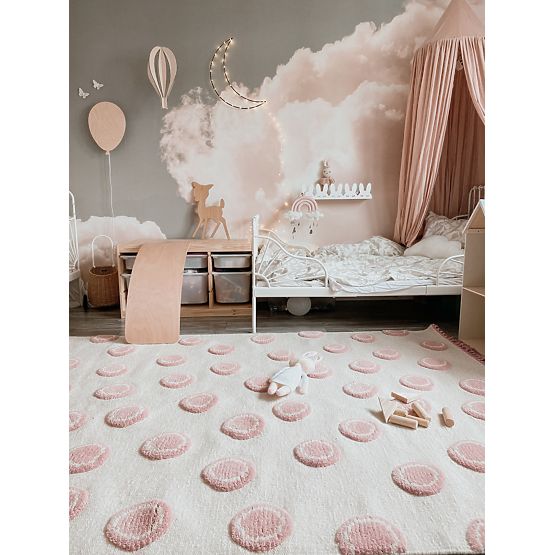 Dětský koberec Ring - krémovo-růžový