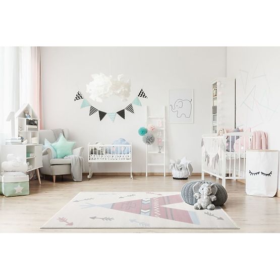 Dětský koberec Teepee - krémovo-růžový