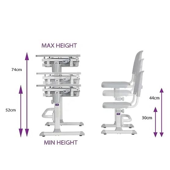 Dětský psací stůl + židle Cubby Lupin - šedý
