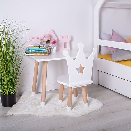 Table enfant avec chaises - Couronne - blanche