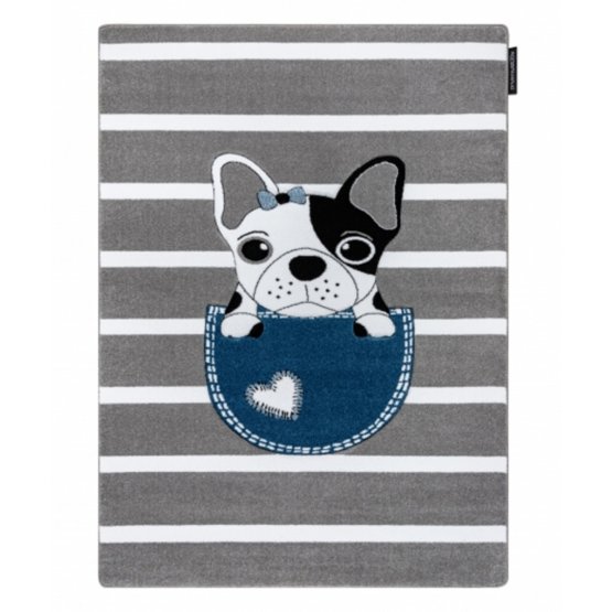 Tapis enfant PETIT - Bulldog - gris-blanc