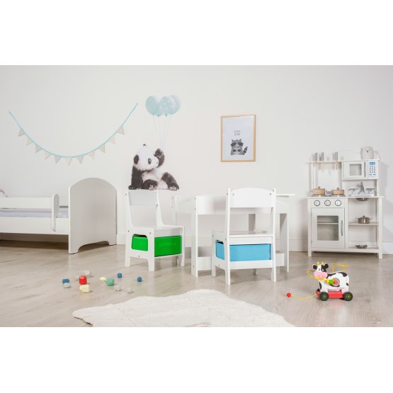  Table enfant avec chaises Ourbaby + boîtes bleues et vertes