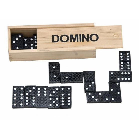 Domino classique dans une boîte en bois