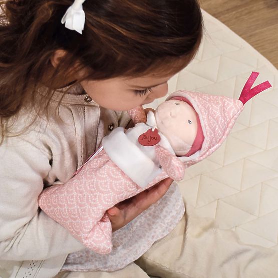 Doudou Jolijou Bébé dans une couverture à enfiler 20 cm