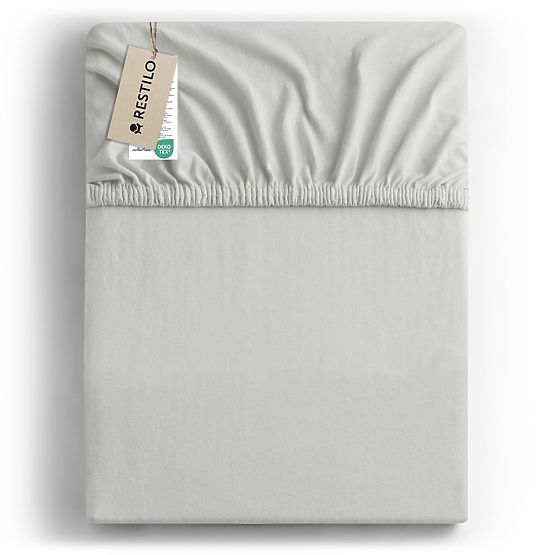 Drap-housse AMBER couleur blanche style classique matériau jersey 80-90x200 DecoKing