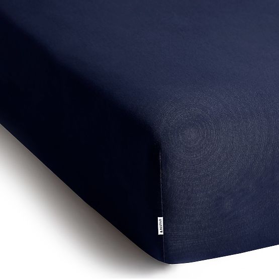 Drap-housse AMBER couleur bleu marine style classique matière jersey 80-90x200 DecoKing